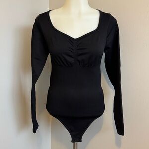 OQQ Black Long Sleeve Bodysuit